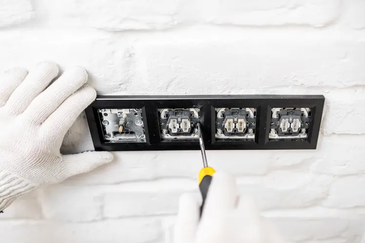 Elettricista certificato al lavoro su un quadro elettrico a Ravenna