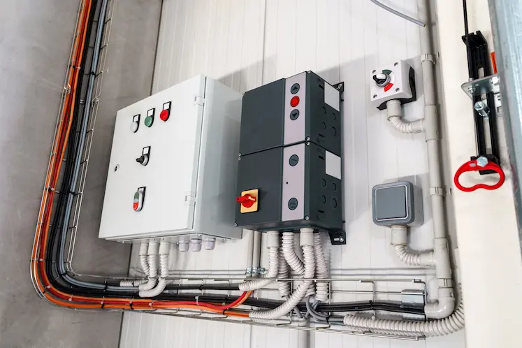 Elettricista al lavoro su un quadro elettrico a Latina